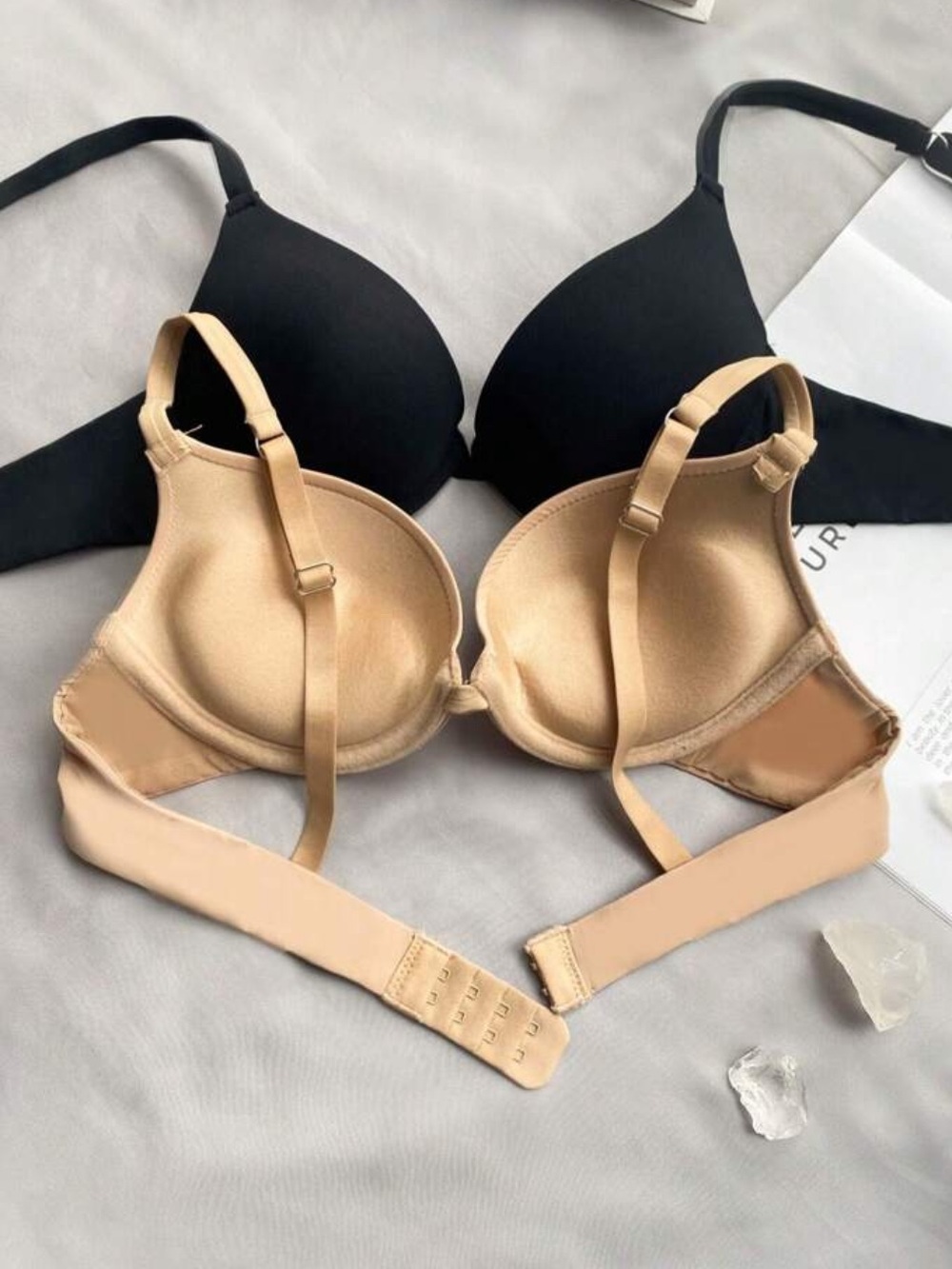 SHEIN Black & Beige Smooth T-Shirt Bras - 2-Pack